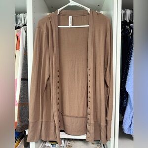 Zenana Outfitters Tan Button-Down Cardigan